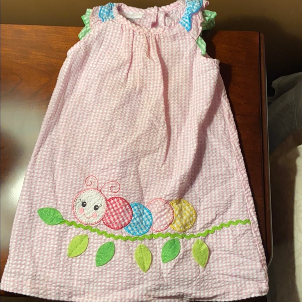 Pink searsucker dress with matching diaper cover
